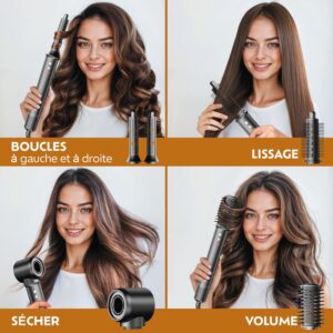 Multistyler 5 en 1 Hair Styler, Brosse Ionique Professionnelle, Brosse Chauffante, Fer A Friser Automatique, Lisseur, Brosse Volumat