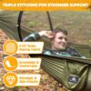 NATUREFUN Hamac de camping ultra-leger Hamac en filet anti-moustiques Capacite de charge de 300 kg, nylon de parachute respirant a