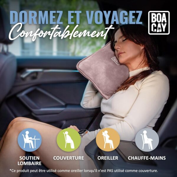BOACAY Couverture de Voyage Douce et Chaude pour Avion et Voiture - Essentiel pour Les Longs Vols pour Femmes, Hommes, Enfants - Ore