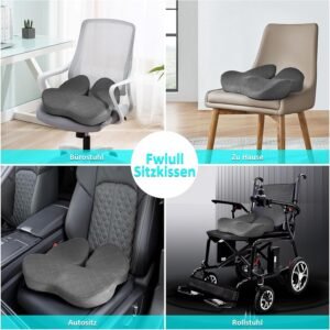 Fwiull Coussin d'Assise en Mousse a Memoire de Forme de Qualite Superieure, Coussin Orthopedique, Soulage Le Stress Sciatique, Couss