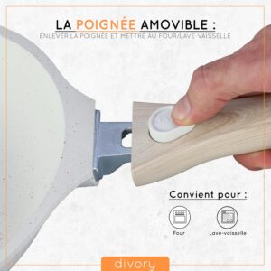 81cuuUMefL._AC_SL1500_.jpg DIVORY Poele 24 cm I Poignee amovible induction Revetement aluminium - Poele moyenne protege-poele - Poele a induction