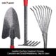 FLORA GUARD 6 Pcs Garden Tools Stainless Steel Garden Tool Kit with 2-in-1 Hoe, Treulle, Rakes, Weeder Knife, Hammered Finish, for P