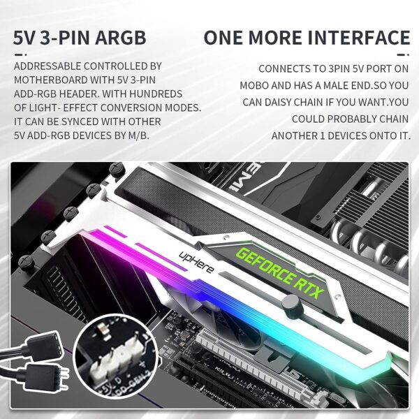 upHere gaming G276WTARGB GPU ARGB LED Sync Adjustable According to Graphics Card Support for Video Card Support Stiffener