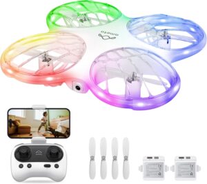 Ameta Morpho Drone avec Camera pour Enfant, 1080P FPV Mini Drones avec Module STEM 32 Lumiere RGBVol CirculaireFlip 3D Vol de 18