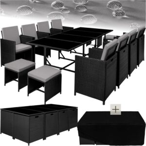 81eKx3I73gL._AC_SL1500_.jpg Salon de jardin en résine tressée TecTake 8 chaises table
