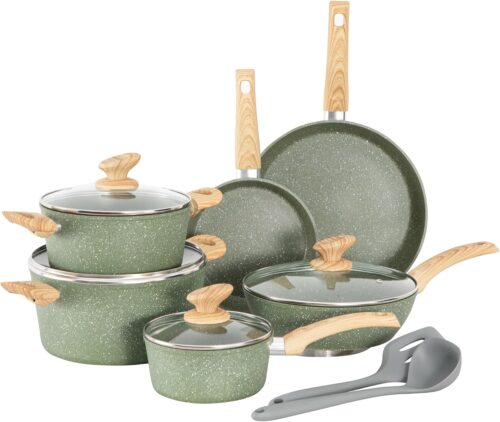 Kitchen Academy Lot de 12 casseroles avec revetement anti-adhesif - Avec couvercle, casseroles et poeles - Pour induction, cuisinier