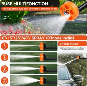 Nettoyeur Haute Pression sur Batterie, Bravolu Max 500 PSI Nettoyeur Haute Pression sans Fil Portable avec Accessoires, Buse Multi-F