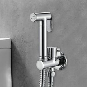 Ibergrif, Recessed Toilet Shower Kit with Hose, Bracket, Shower, Chrome, Silver