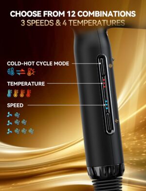 Sèche-cheveux professionnel 2200W AC ionique 40M ions