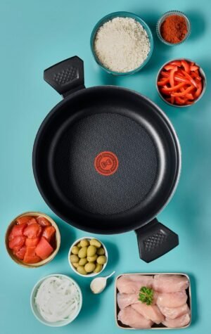Tefal Faitout 24 cm (4,7 L) couvercle verre, Tous feux sauf induction, Revetement antiadhesif, Fabrique en France, Easy Cook Cle