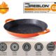 Poele a paella professionnelle, grande poele a frire de 40 cm, aluminium, revetement en marbre antiadhesif, sans produits chimiques,