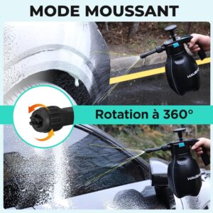 HAUSHOF Pulverisateur Mousse Manuel 2 L, Pulverisateur a Pression a Main avec 2 Buses Reglables, pour Lavage Voiture, Nettoyage Dome