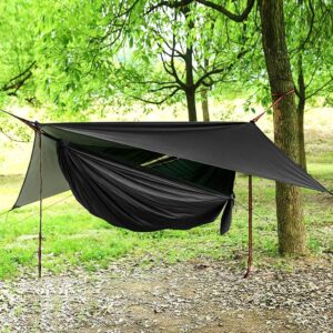 Ensemble de hamac de Camping Portable, hamac Double Simple, moustiquaire, Tente Pare-Pluie, lit Suspendu en Tissu Parachute Haute re