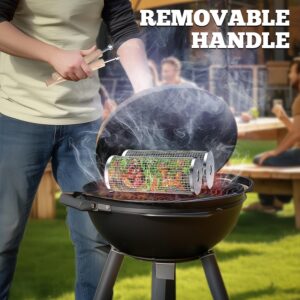 Ensemble de Paniers a Barbecue Emboitables, Poignee Amovible, Acier Inoxydable 304, Accessoires Barbecue a Legumes et Crevettes, Bar