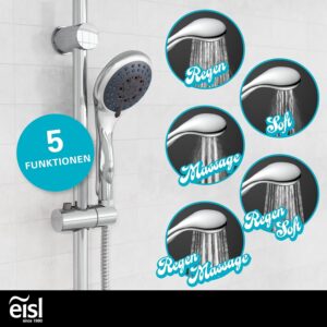 EISL WELLY DX6051CSB Shower Set with Hose and Bracket, Water Saving Gasket, Shower Head with Hose Chrome