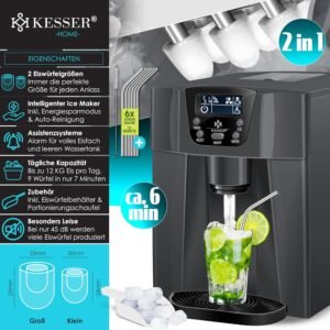 Machine à glaçons KESSER inox 12 kg/24 h, 2 tailles