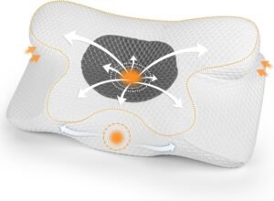 Gaethra Oreiller Ergonomique Cervical, 2 en 1 Oreiller Memoire Forme, Soulagement Efficace de la Douleur, Oreiller Orthopedique a Me