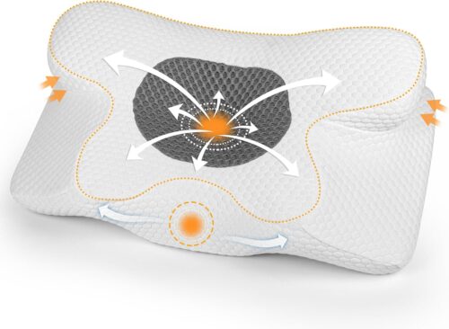 Gaethra Oreiller Ergonomique Cervical, 2 en 1 Oreiller Memoire Forme, Soulagement Efficace de la Douleur, Oreiller Orthopedique a Me