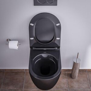 81h6ub58lpL._AC_SL1500_.jpg NANO NT2039 Suspended Hollow Bottom Toilet Seat without Flange - Black - Softclose Lid Included, Toilet Seat Seat: Extra Flat