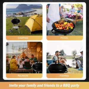 SunJas Barbecue a Charbon Rond, BBQ Mobile Barbecue Grill Portable de Jardin, avec Couvercle et 2 Roues - 46 44 70cm