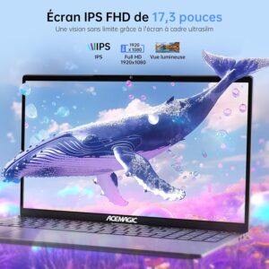 ACEMAGIC 17.3 Inch Laptop PC Laptop 16GB DDR4 512GB SSD Extension 2TB 4 Cores N-97 (up to 3.6 GHz) Capacity 6000 mAh 3 x USB3.2 BT5.