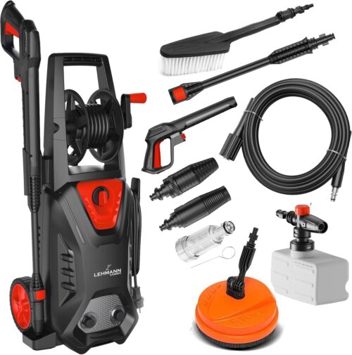 Lehmann Hudson Nettoyeur Haute Pression avec Pompe en Aluminium, 1800 W, Pression Max. 220 Bar, Debit 450 lh, Kit D'accessoires B
