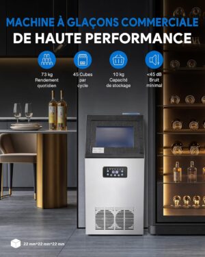 81iQI2wSyL._SL1500_-1.jpg Machine à glaçons CO-Z 73 kg/24h, 45 pièces, LCD