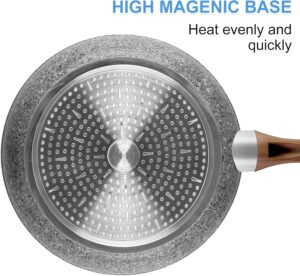 Rainberg Poele a frire en granit avec revetement antiadhesif, anti-rayures, compatible avec l'induction (32 cm)