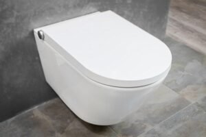 BERNSTEIN - Japanese Toilet Pack White Sanitary Module, Ceramic Hanging Toilet Remote Control, Shower Jet, Hot Air Dryer, Odor F