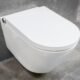 BERNSTEIN - Japanese Toilet Pack White Sanitary Module, Ceramic Hanging Toilet Remote Control, Shower Jet, Hot Air Dryer, Odor F
