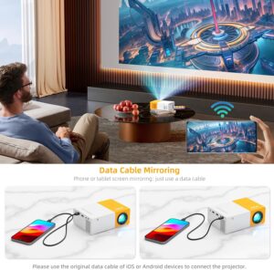 PVO Portable WiFi Projector, Smartphone Can Mirror Wireless Projector Projector Compatible with SmartphoneTabletLaptopTV StickTy