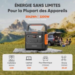 Jackery Explorer 2000v2 Generateur Electrique Portable, 2042Wh LiFePO4 Batterie, 2200W Grande Puissance (Max 4400W) Generateur Solai