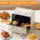Friteuse a air double zone Runnatal 8 L avec hublot, sans huile, 2 tiroirs, programmes de cuisson 14 en 1 avec marmites pour legumes