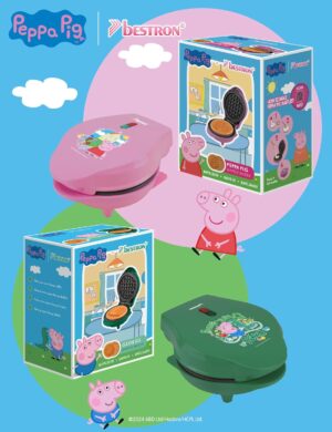 Peppa Pig Gaufrier, Mini-gaufrier au design unique de Peppa Pig, ideal pour les anniversaires d'enfants, Paques et Noel, taille des