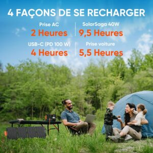 Generateur Electrique Solaire Jackery Explorer 300 Plus avec 40W Mini Panneau Solaire, 288Wh300W Batterie LFP avec 3000 Cycles, Sta