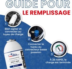 Kit recharge climatisation R1234yf EasyKlima 3-en-1, 2 recharges