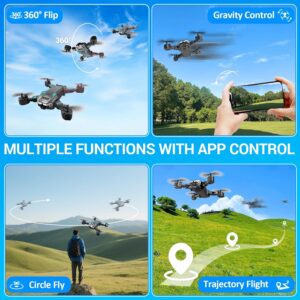 NXPZ Drone avec Double Camera HD pour Debutants, Drone Enfant Pliable, DecollageAtterrissage a Un Bouton, Mode Sans Tete, Vol en Tr