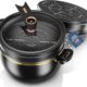 Marmite antiadhesif anodisee dure avec couvercle en verre et cuiseur vapeur, marmite de 8 litres, marmite a soupe profonde pour pate
