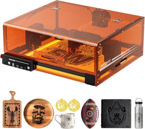 Machine de gravure laser, Woxcker L2 MAX 5W avec enceinte, machine de gravure CNC, gravure laser de haute precision a 0,01 mm et dec