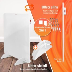 Chauffage infrarouge KESSER panneau mural 425W pieds inclus