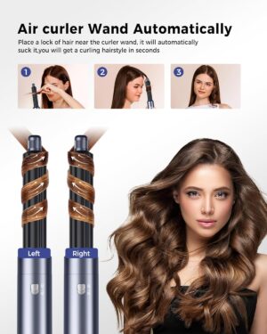 Air Styler 6 In 1 Hair Styler avec Seche Cheveux, Brosse Soufflante, Brushing Brosse Soufflante, Brosse Lissante Cheveux, Boucleur a