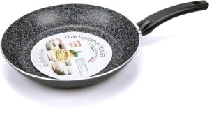 Alluflon Tradizione Italia Poele a frire avec surface en pierre, revetement anti-adhesif et anti-rayures, Lavable au lave-vaisselle,