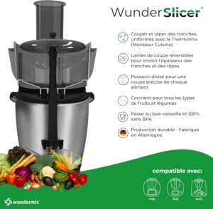 81koI-XU4DL._AC_SL1500_.jpg Wundermix - WunderSlicer Coupe-legumes pour Thermomix (TM6, TM5, TM31) Accessoire pour raper trancher legumes et fruits dans le