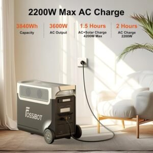 FOSSiBOT F3600 Pro Portable Power Station, Capacity 3840Wh, LFP 6500 Cycles Battery, Fast Charging, 3600W Output Power, Silent Sola