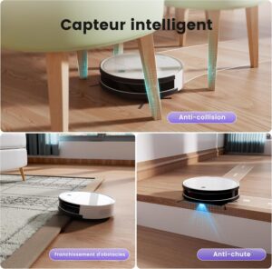 Aspirateur robot OKP silencieux 3 modes pour poils et tapis