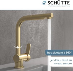 SCHUTTE 79770 London Robinet de cuisine avec douchette extractible, robinet pivotant a 360 degres pour evier de cuisine avec mitigeu