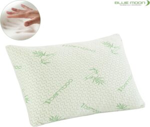 BLUE MOON Oreiller orthopedique en bambou - Oreiller en mousse a memoire de forme - Hypoallergenique - Housse amovible avec fermetur