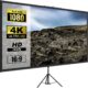 VEVOR Ecran de projection sur trepied avec support 177,8 cm 16:9 4K HD - Sans plis - Reglable en hauteur - Ecran portable pour proje