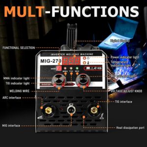 Poste a Souder Mig 250A, 3 en 1 Mig Welder Inverter, Affichage NumeRique LED Tig Mig Welder, Poste de Soudage Portable, 240V Machine