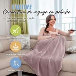 BOACAY Couverture de Voyage Douce et Chaude pour Avion et Voiture - Essentiel pour Les Longs Vols pour Femmes, Hommes, Enfants - Ore